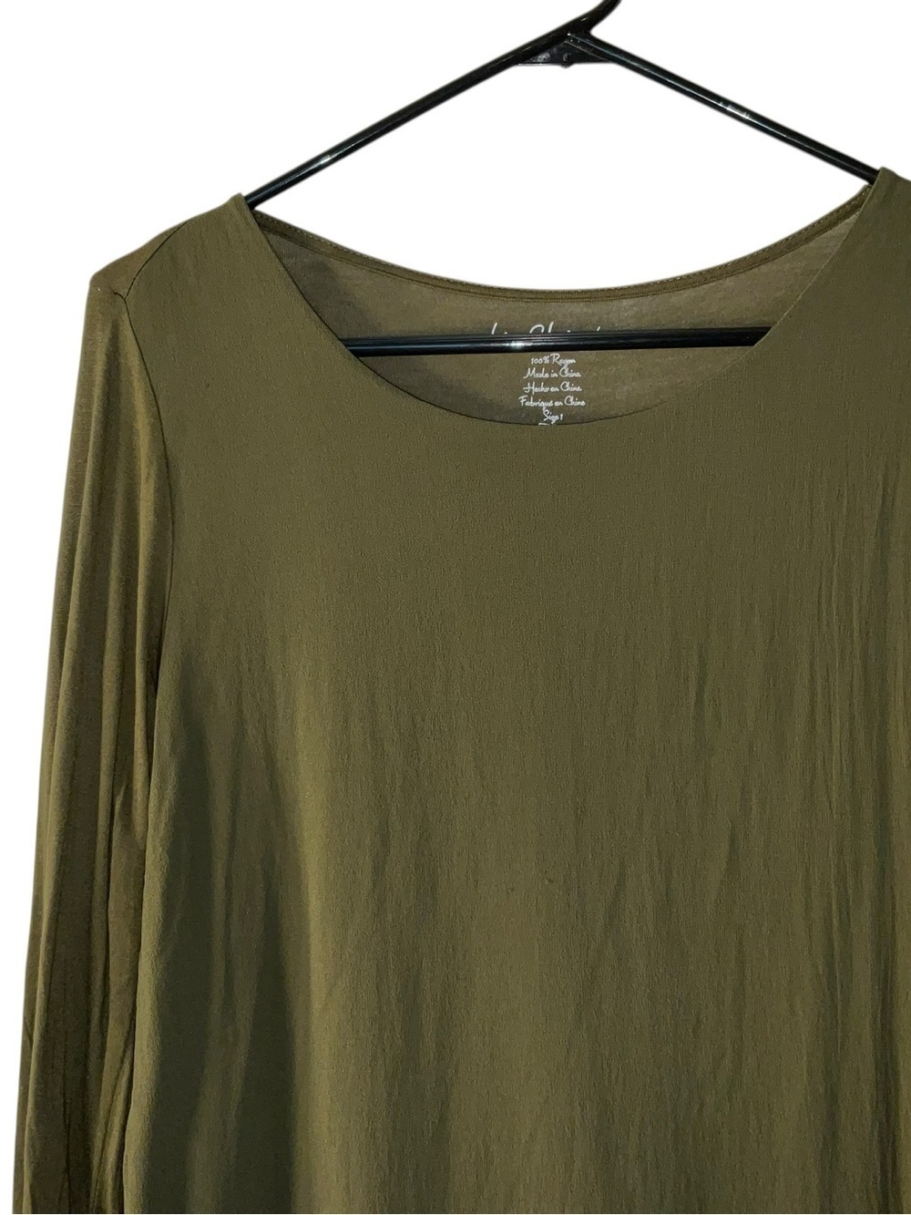 Chico's Olive Green Asymmetric Long-Sleeve Tee - Picture 3 of 7